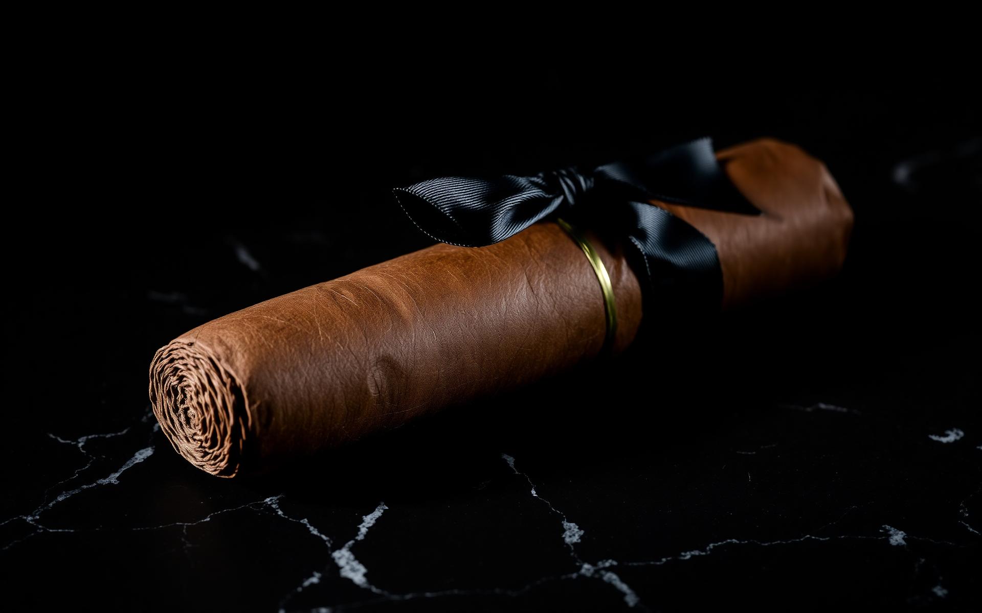 Premium cigar on black marble